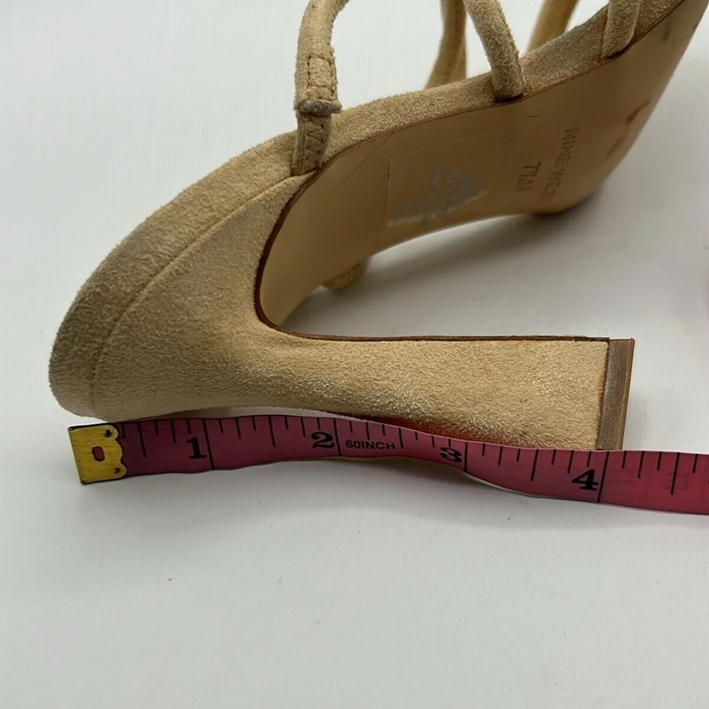 Nine West Cream Suede Open Toe Strappy Sandals Heels Size 7.5 New‎ with tags!